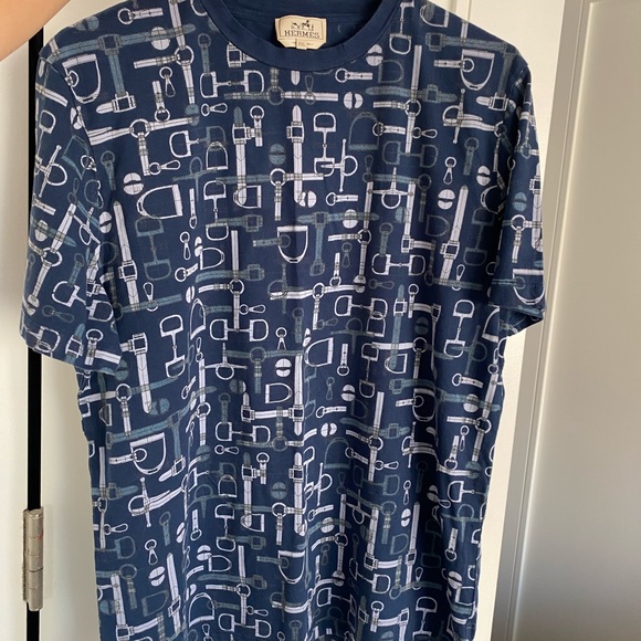 SOLD!!! Hermes Cotton Navy Blue T-Shirt for Men size XXL - Picture 6 of 13